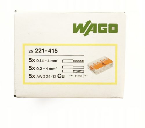 Wago 221-415 quick connector 0.2-4 mm²/5 25 pcs.