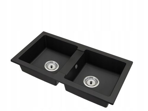 Brado Borys two-bowl sink, granite, beige tones