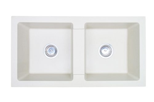 Brado Borys two-bowl sink, white granite