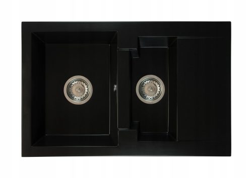 Brado DORIS sink with one and a half bowls, black granite