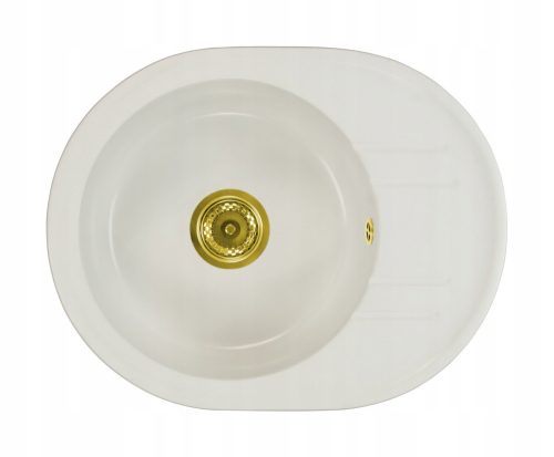 Brado BELLA single-bowl sink, white siphon, golden white granite