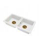 Brado BORYS two-bowl sink, white siphon, golden white granite