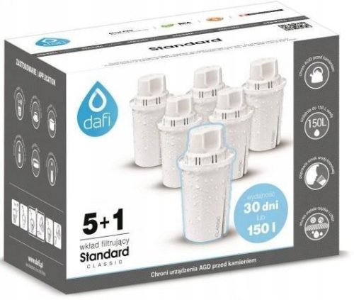  6 PIECE CLASSIC WATER FILTER CARTRIDGE DAFI for BRITA