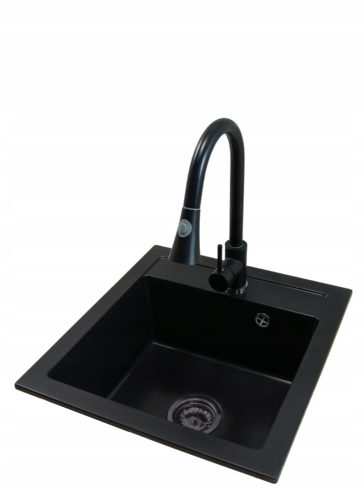 Brado BIG DON single-bowl sink TARU Black faucet Siphon made of black granite