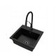 Brado DON single-bowl sink. NEXO black faucet. Black granite siphon