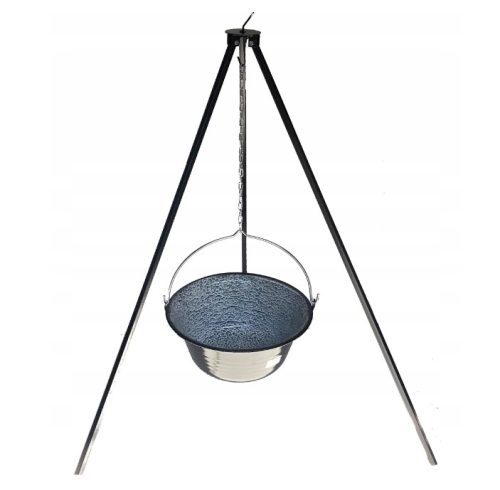  HUNGARIAN ENAMELED KETTLE STAND FOR GOULASH 8L