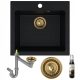 Brado LUIS single-bowl sink, Golden Siphon, granite, beige tones