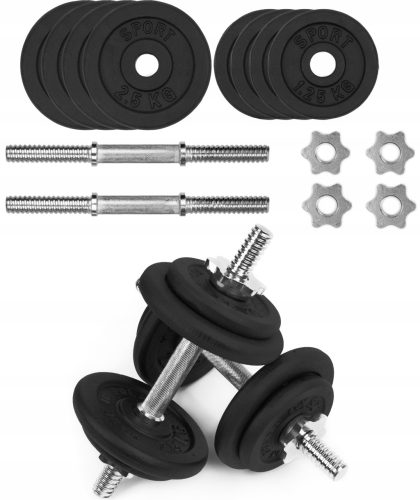  CAST IRON DUMBBELLS 2x10kg adjustable metal bars 28mm load set 20kg