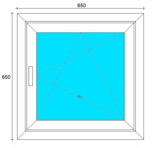 PVC WINDOW 650x650 RU WHITE, RIGHT