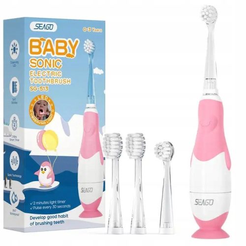  Sonic Toothbrush for Children PINK PENGUIN SUCTION CUP 0-3 years old