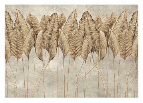 Photo wallpaper LEAVES FEATHERS 3D concrete imitation 416x254