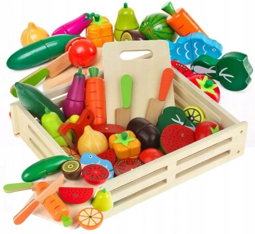  Wooden vegetables fruits for cutting on a magnet box ZA4832