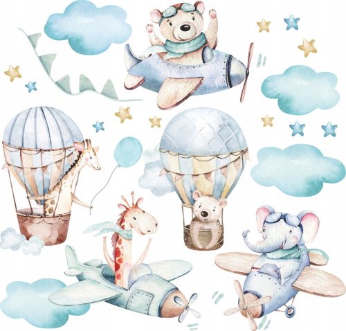  Wall Sticker Airplanes Balloons 50x100cm LO4