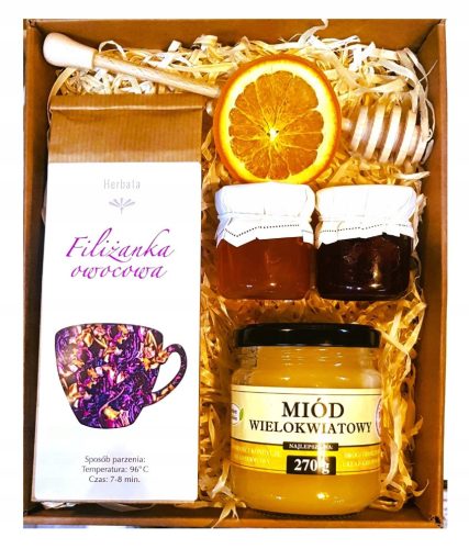  GIFT BASKET GIFT HONEY, DIPPER, TEA