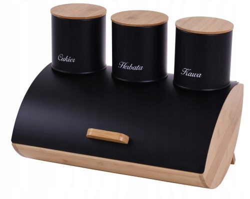 Bread box Eurokitchen CARPI set, black bamboo