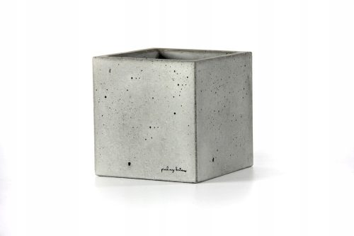  Beautiful concrete flowerpot, 24 cm x 24 x 24 cm, graphite concrete, shades of blue, pink, grey and silver, yellow and gold