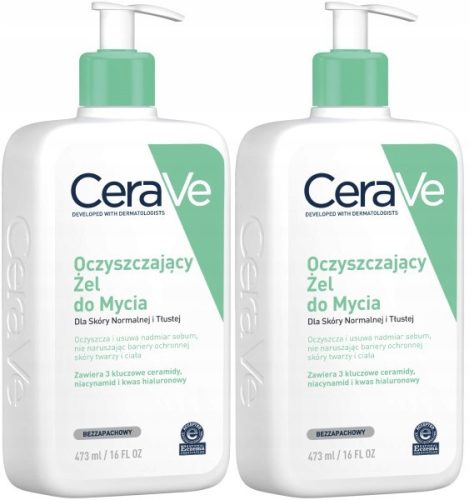 2x CeraVe Hydrating Cleanser Gel 473ml - Dermatologist-Developed Skin Hydration