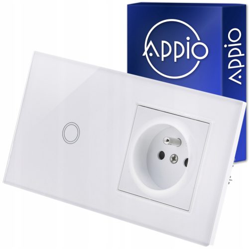  Single white socket with APPIO light switch