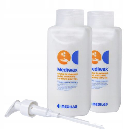 MediWax Moisturizing Hand Cream with Pump, 2x 500ml - Ideal for Medical Staff