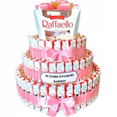  3-tier cake with Kinder and Raffaello chocolates + Name