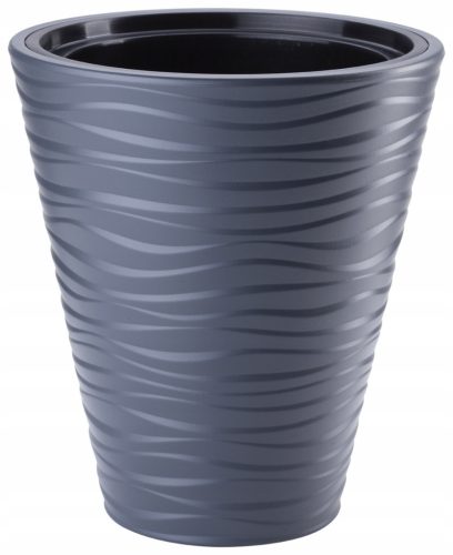  Form-Plastic flowerpot, 30 cm x 30 x 33.5 cm, diameter 29.5 cm, plastic shades in grey and silver