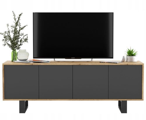  TV Loft Cabinet, Graphite MAT, TV Loft Chest of Drawers, 150 cm