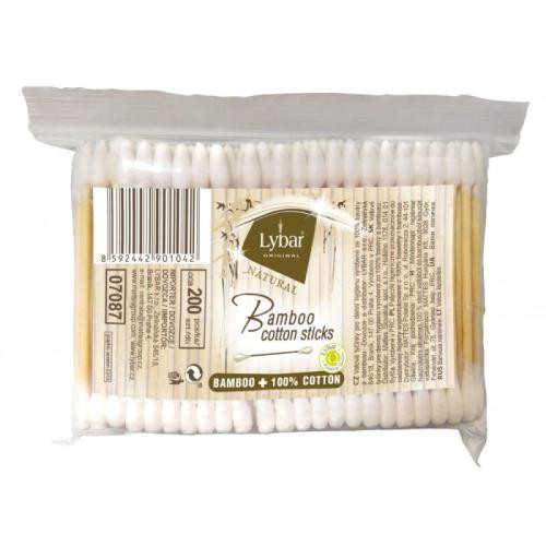  2x Lybar bamboo cotton buds 100% cotton 200pcs per pack