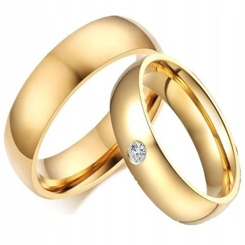  CLASSIC GOLD WEDDING RINGS 316L STEEL + ZIRCONIA