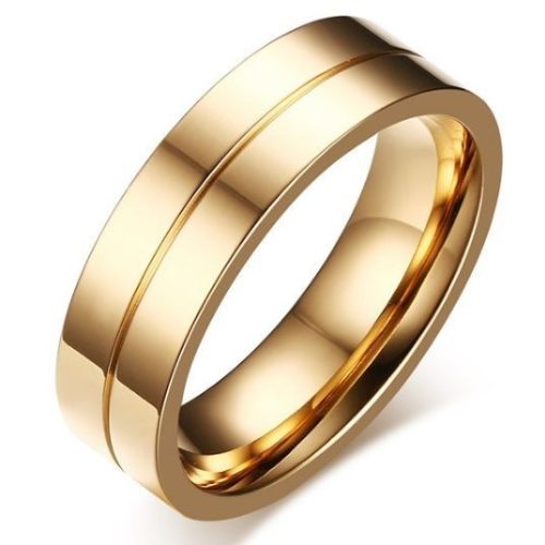  ELEGANT GOLD WEDDING RING 316L STEEL NOTCHES