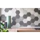 Hexagonal tile by Ceramik Studio 100 x 100 cm white, grey and silver tones