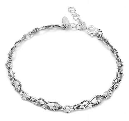  Silver bracelet interwoven with zircons 925