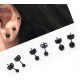  BLACK BALL EARRINGS 3 PAIRS SURGICAL STEEL 3,5,6 MM