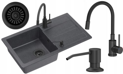 Quadron Ready Max single-bowl sink, black granite