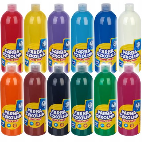  ASTRA Poster Colors 12 Colors x 1 Liter Tempera SET