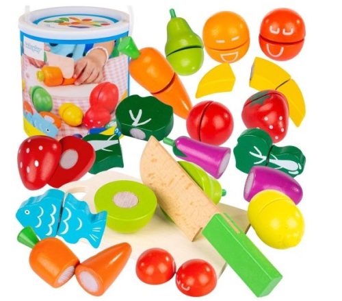  Kinderplay wooden fruit and vegetable cutters with Velcro