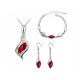  Silver jewelry set red teardrops gift