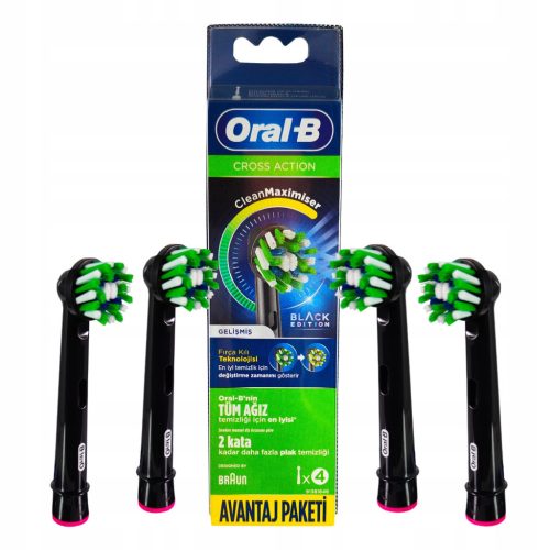  Oral B Cross Action Black brush heads, black, 4 pieces