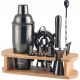 Bartender Drinks Set, Black, 16-piece Bamboo