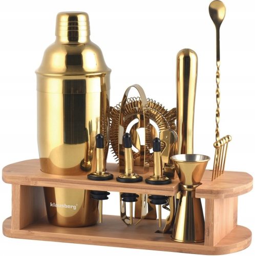 Bartender Set GOLD Drinks 16-piece Bamboo