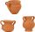  3 clay jugs - up to 2.6 cm high, for figures 9-11 cm