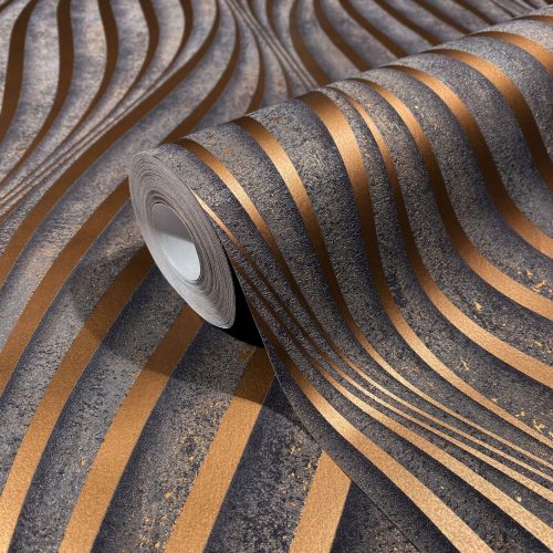 3D pattern - WAVE - copper - concrete - WALLPAPER - inlay - Marburg