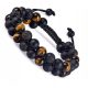  MEN'S BRACELET TIGER EYE BEADS LAVA AGATE