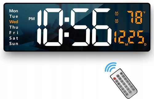 Clock for home Led Clock 6626 Wall clock white, black, green tones, 38.7 cm