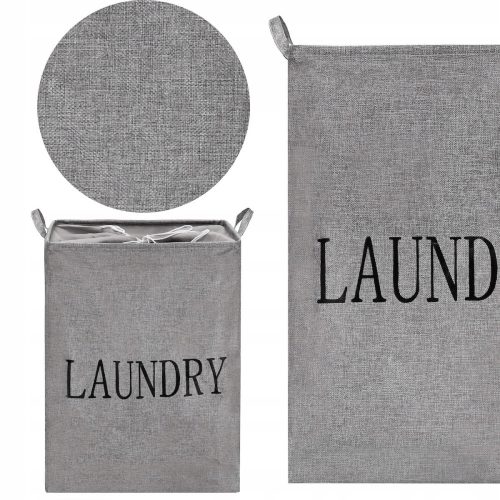 Springos 81l freestanding laundry basket, grey and silver tones