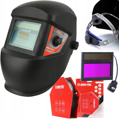 MAR-POL welding helmet with automatic darkening, black M87000 + silver protective glass