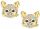  GOLD EARRINGS 925 FOR GIRL CAT ENGRAVING