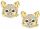  GOLD EARRINGS 925 FOR GIRL CAT ENGRAVING
