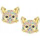  GOLD EARRINGS 925 FOR GIRL CAT ENGRAVING