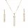  Women's Set Gold Surgical Steel Icicles Crystals Necklace Earrings