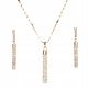  Women's Set Gold Surgical Steel Icicles Crystals Necklace Earrings